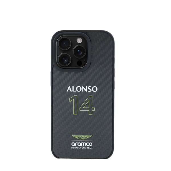 ASTON MARTIN-Aramco Magsafe F1-Real Carbon IPhone 16 Pro Black Case