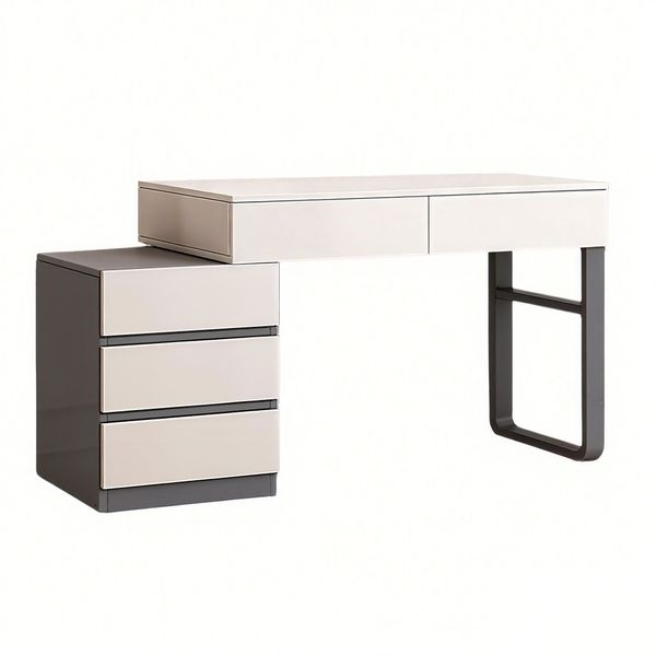 Large Luxury Dressing Table with 5 Drawers, Stool and Mobile Cabinet