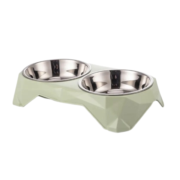 Double Stainless Steel Pet Bowls - Dog &amp; Cat Feeder with Non-Slip Base