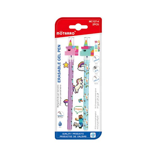 2 Pieces High Quality Unicorn Head Blue Ink Erasable Gel Pens