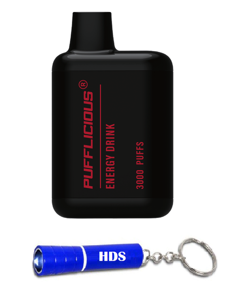 Pufflicious 3000 Puff 50mg Vape - Energy Drink with HDS Branded Keyring