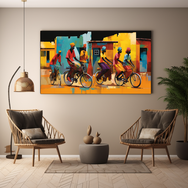 Canvas Wall Art - Vibrant Village Ride - BK0215