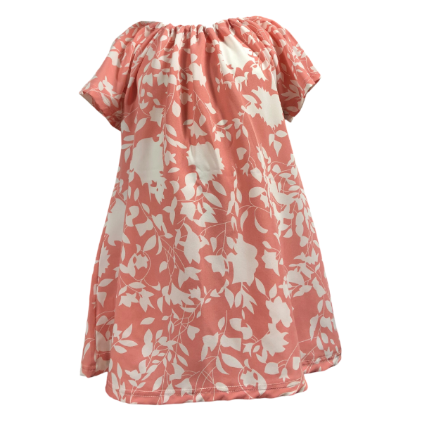 Baby/Toddler/Kids-Gathered Peasant Neckline Dress-Knee Lenght Pink Floral