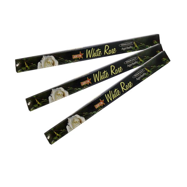 Lucky Star White Rose Premium Quality Incense Sticks - 3 Pack - 30 Sticks