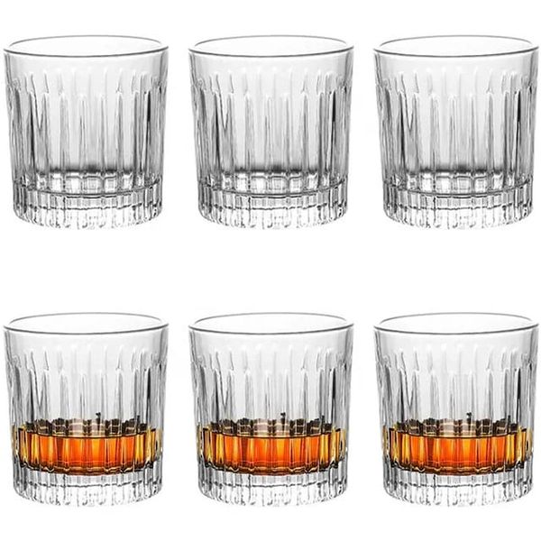 Vintage Vertical Stripe Whiskey Glasses