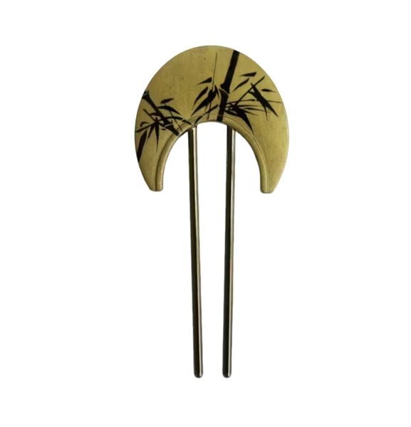 Vintage Chinese Ink Bamboo Hairpin - Elegant Minimalist Hair Pin