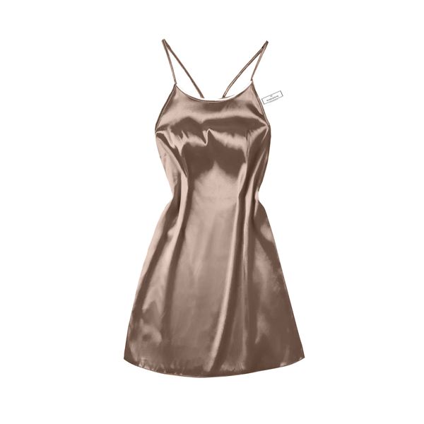 Women's Champagne Satin Piping Negligee