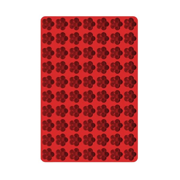 55 Cavity Flower-Shaped Silicone Candy &amp; Ice Cube Mould - Red