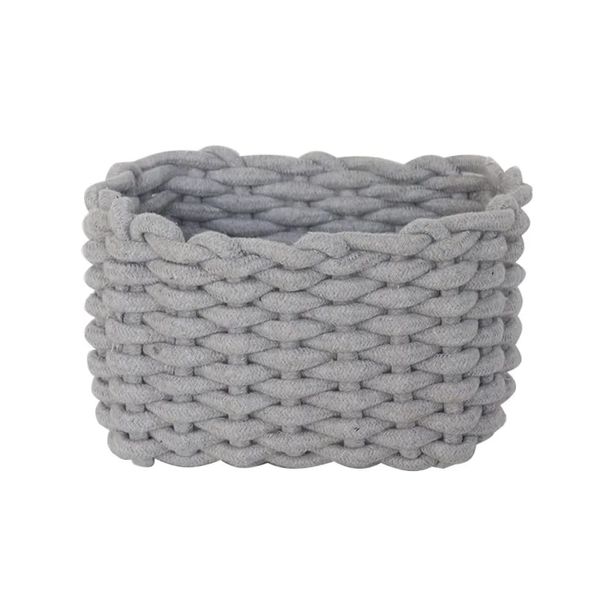 Woven Thick Rope Storage Basket Cotton Rope Picnic Basket