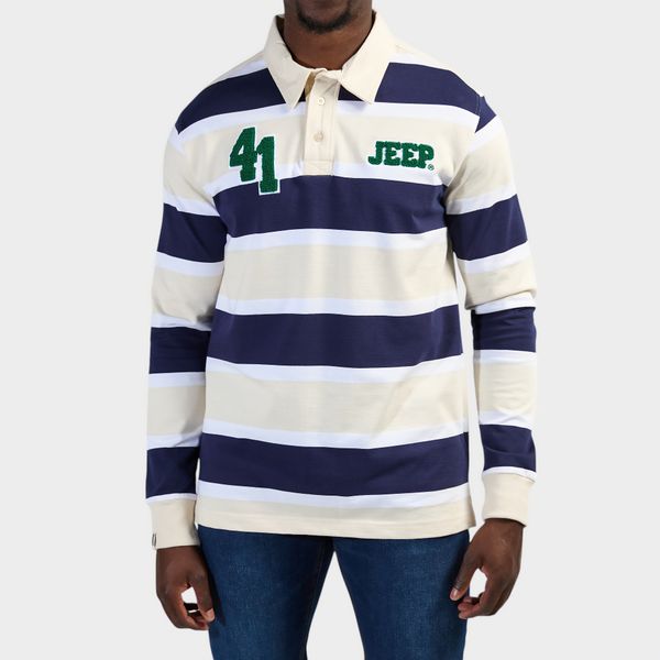 Jeep Yarn Dye Stripe Rugby Polo