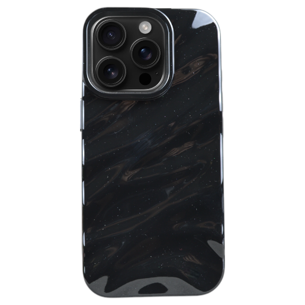 Glittery Glossy Wavy Phone Case Compatible With iPhone 16 Pro - Maroon