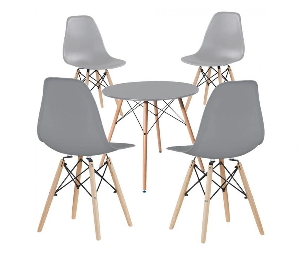 Dining Set / Suites Rounded Table with Four Chairs Grey Colour