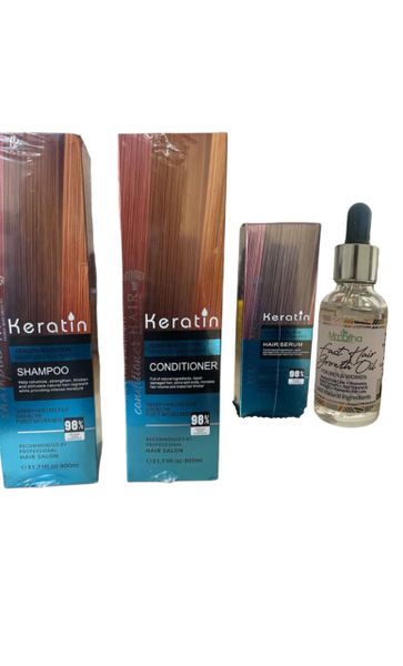 Keratin Hair Deep Treatment Kit- Shampoo, Conditioner, Mask, Serum &amp; Wax