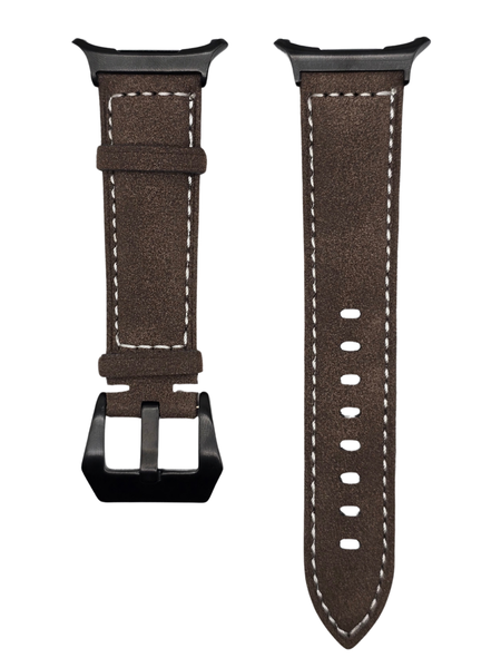 Suade Infused Leather Strap Compatible With Samsung Galaxy Watch 8-Brown
