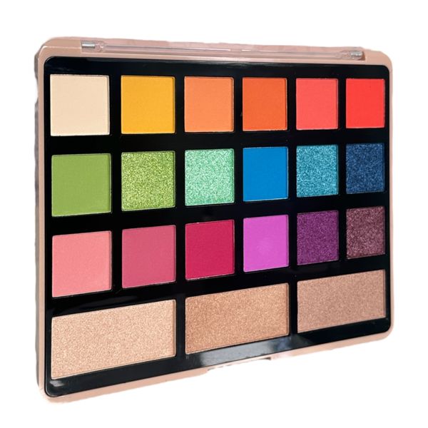 Febble 21 Color Eyeshadow Highlighter Duo Matte Pigmented Shimmer Palette