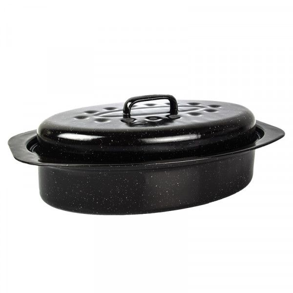 Kaufmann Oval Enamel Coated Pan + Lid 32.5X20X12 3L