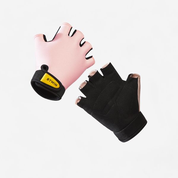 Btwin Kids' Cycling Fingerless Gloves - Pink