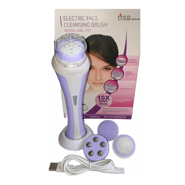 Purple Rechargeable 3 in 1 Electric Facial Cleansing Brush BB-GL-737