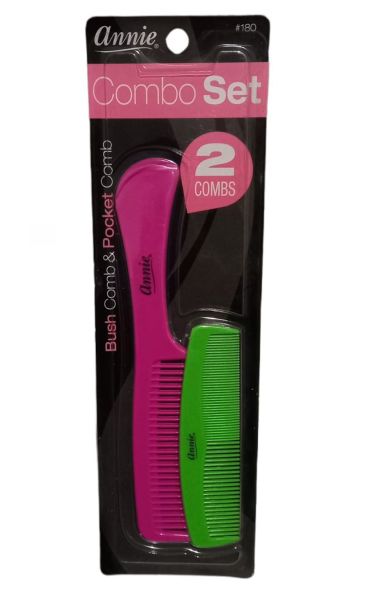 Annie - 2 Piece Comb Set Bush Comb &amp; Pocket Comb- 6 Pack