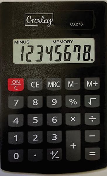 CROXLEY Calculator 8 Digit Small Plastic