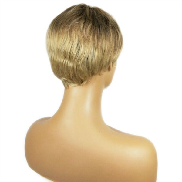 AliExpress Wig for Women, Golden Brown Mixed Color, Side Bangs, Short Hair,