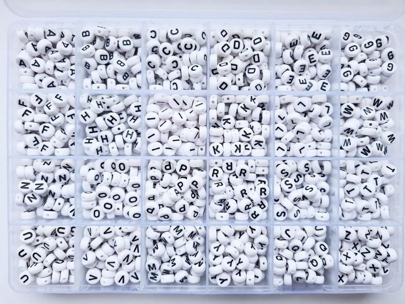 24 Grid 1200pcs Acrylic Alphabet Beads Kit DIY Jewelry Making