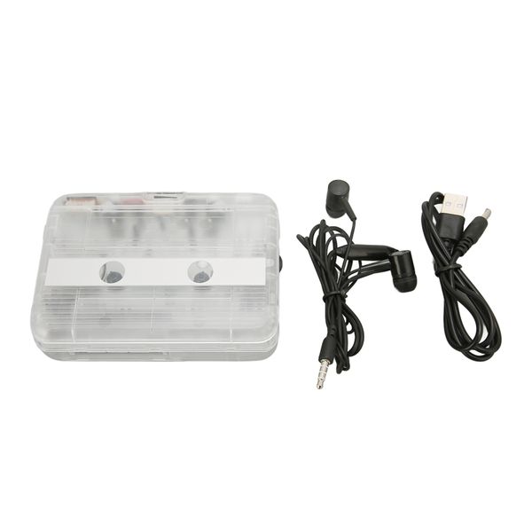 Cassette to MP3 Converter Auto Reverse Transparent Portable Tape Player