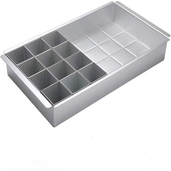 12 Pieces of Square Cake Mold Bake Pan - Silver