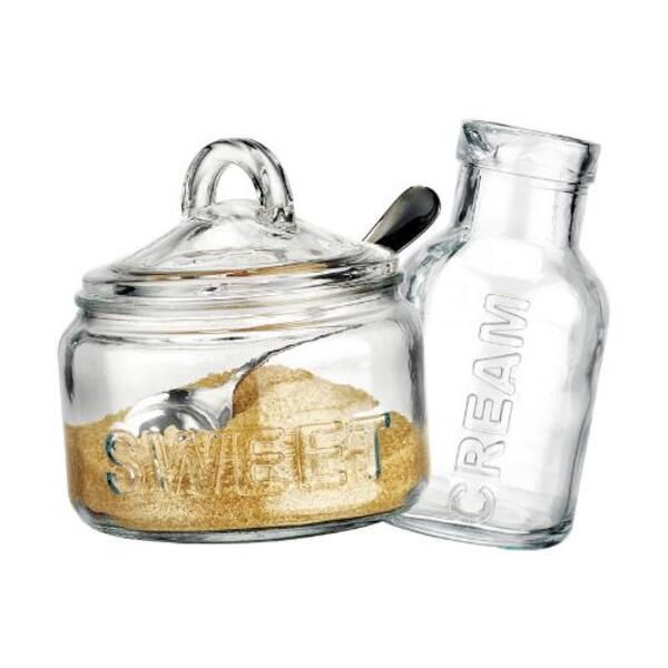 Sugar Bowl with Spoon and Creamer Set - 3-piece