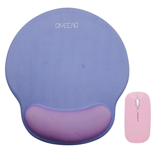 LD Ergonomic Purple Sky Mouse pad and Pink Wireless Mouse