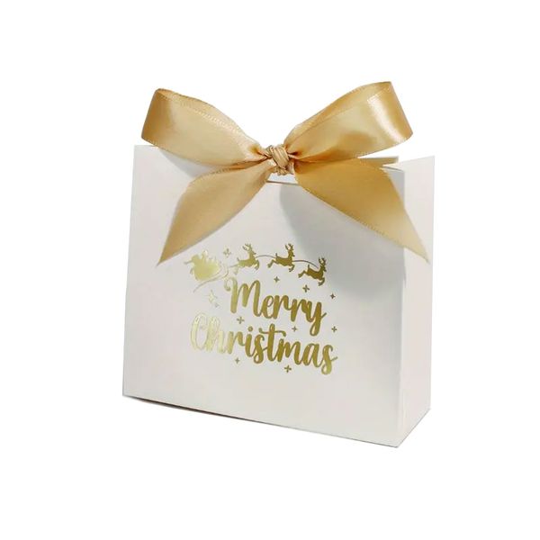 1pc White Mini Merry Christmas Gift Bag - Add Festive Magic to Your Gifts!