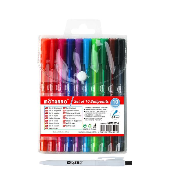 10 Colors Quality Vibrant Ballpoint Art/Multi-Use Pen Set With ReVibe Pen