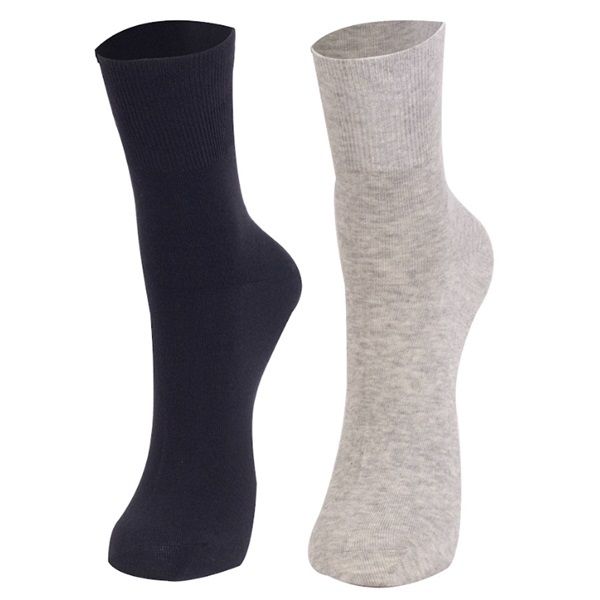 Socks Diabetic Hypersensitive - Cotton - 2 Pack Pairs Black and Light Grey