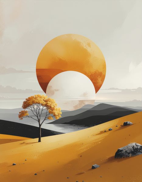 Canvas Modern Art Panels Pallart Home Deco Art on Wall - Geometric Sunset