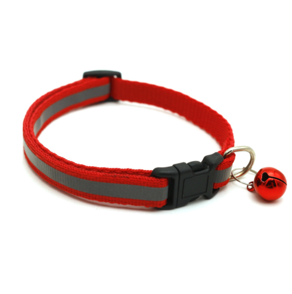Reflective Dog Collar with Removable Bell 19-32cm Light Blue