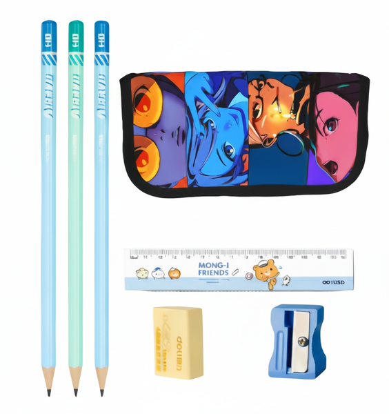 Colorful Anime Pencil Case Large Capacity Zipper Canvas Pouch