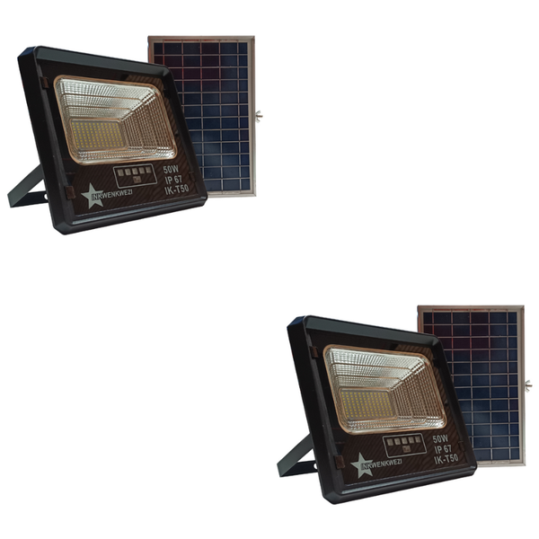 50W IK-T50 IP67 Solar Rechargeable Flood Light - 2 Pack
