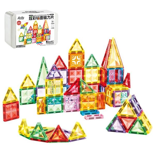 Mini Magnetic Tiles 56 Piece Diamond Pattern Travel Magnetic Tiles