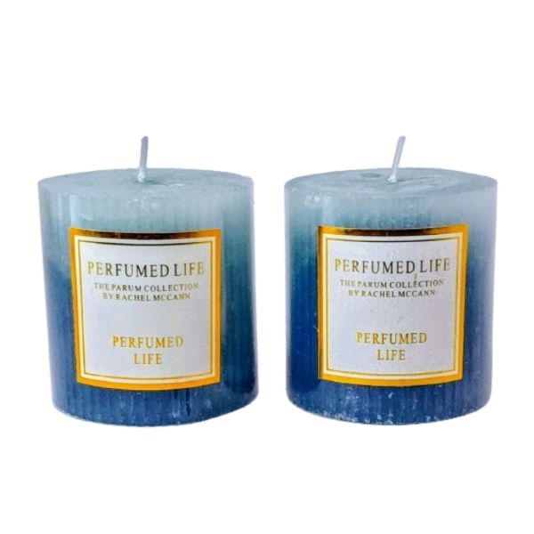 2 Piece Blue 7cm Candle Set