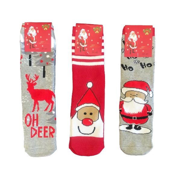 Christmas Design Adult Socks - Set of 3 - UK 5 - 8