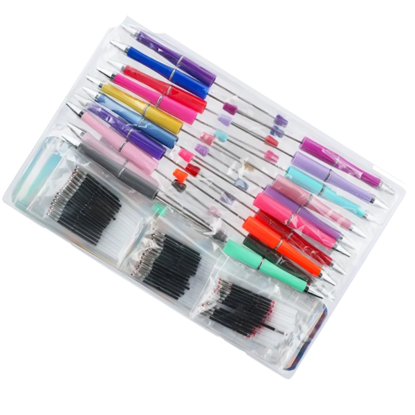 100 Piece DIY Beadable Pen Set in Storage Case