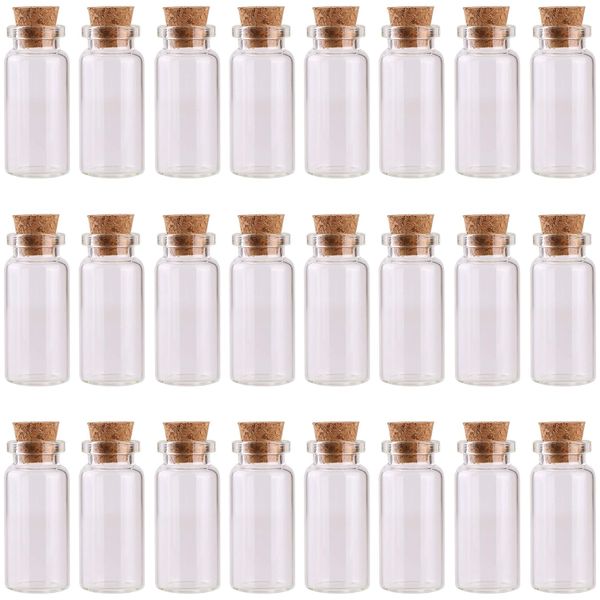 Mini Glass Bottles and Cork Stoppers Clear Small Vials DIY Crafts 24 Pieces 10ml