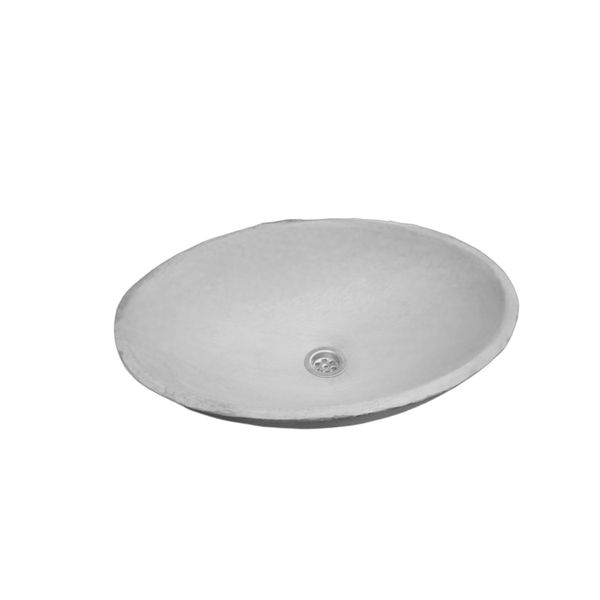Grey Concrete Oval Basin 50x35x15cm - High strength, chip resistant