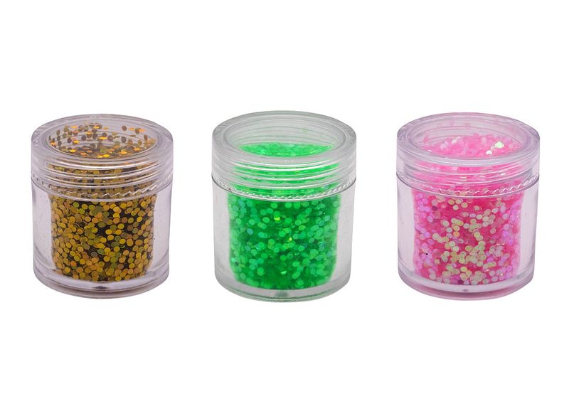 Spangles Nail Art Decoration - 3 Pack Gold, Green, Pink