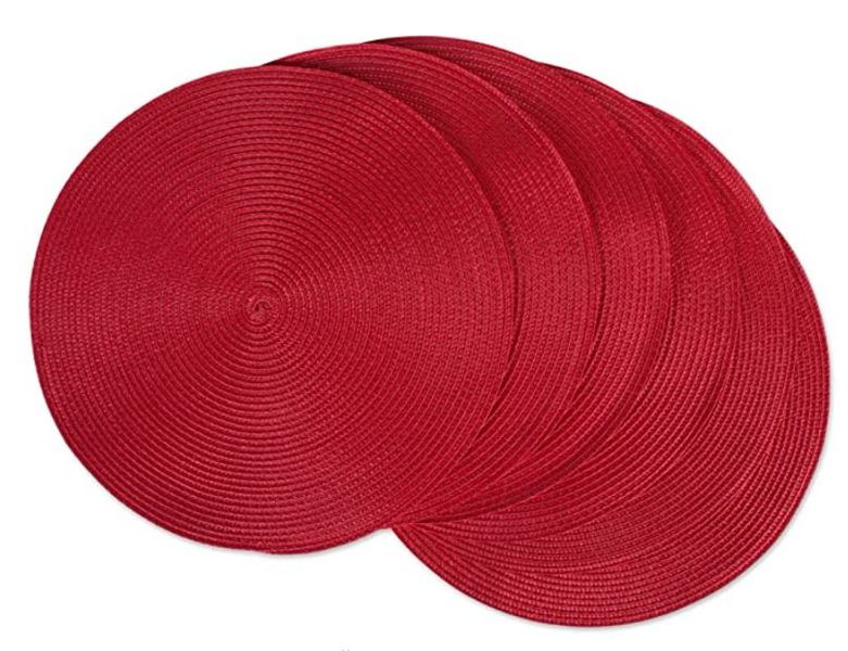 4pc Classic Woven Round Placemat for Indoor/Outdoor Table Settings -rd