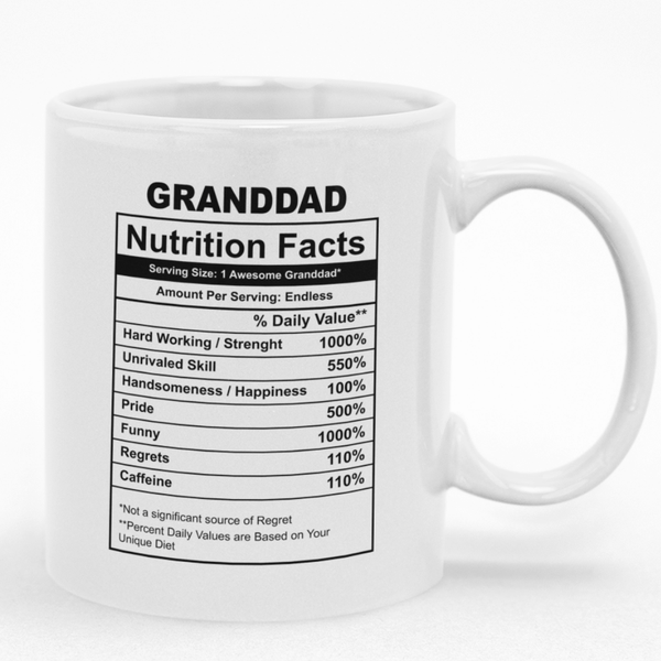 Granddad Nutrition Facts Custom Printed Novelty image
