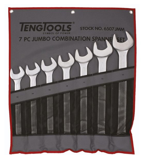 TengTools - Combination Spanner Set 33-50 mm Tool Roll 7 Pieces - 6507JMM