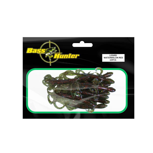 Bass Hunter Lizard Watermelon Red 10 Pieces
