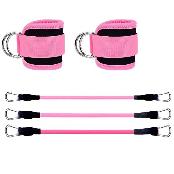 Arfast - 3 Workout Resistance Band Cords with 2 Ankle Ring Velcro Cuffs