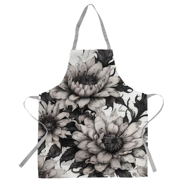 Midnight Garden Flowers Medium Length Apron By Nathan Pieterse